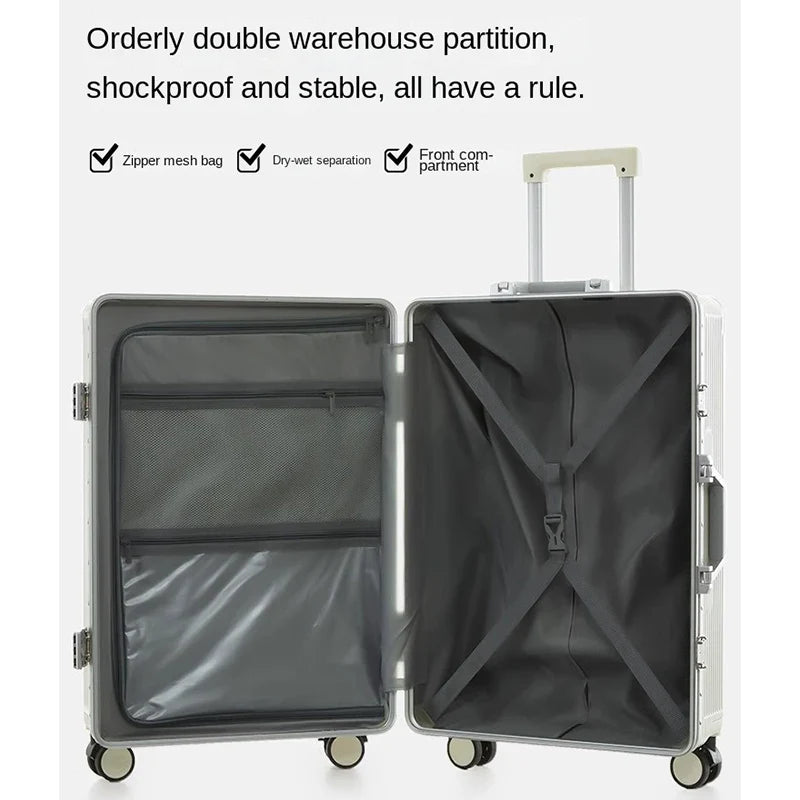 Smart Aluminum Luggage Multifunctional 100% Aluminum-Magnesium Modern Traveler