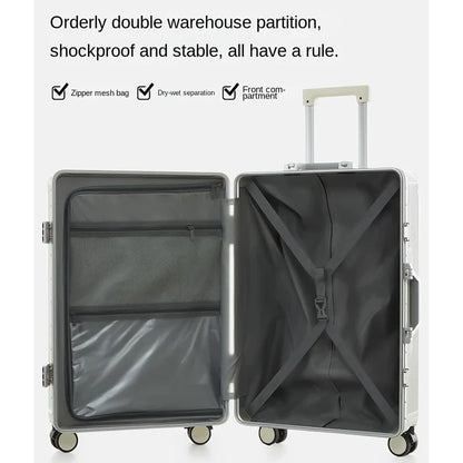 Smart Aluminum Luggage Multifunctional 100% Aluminum-Magnesium Modern Traveler
