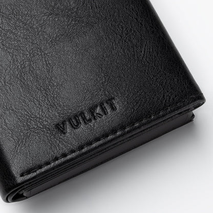 VC302- Side Slider Mechanism, with/without Back Zipper Pocket, Magnetic Strip Closure Tri-fold Wallet - Emporium Shop